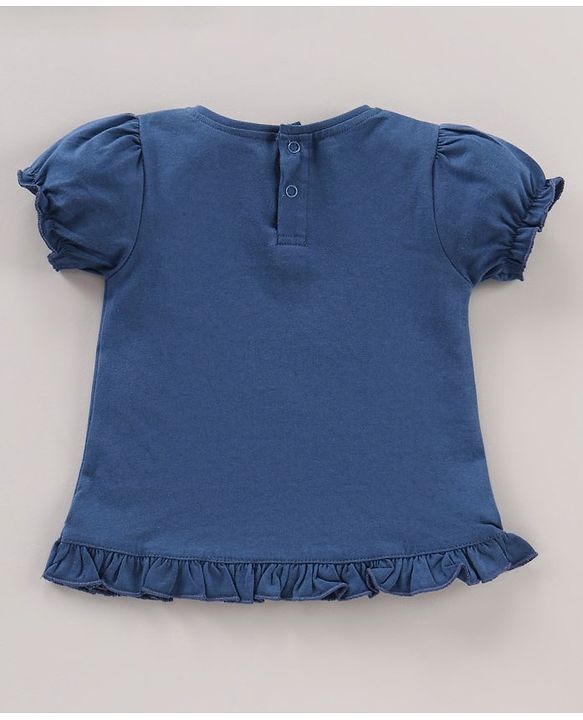Babyhug Cotton Knit Short Sleeves Night Suit Owl Print - Navy