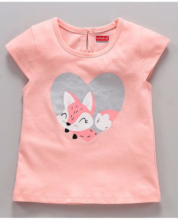 Babyhug Half Sleeves Night Suit Animal Print - Peach