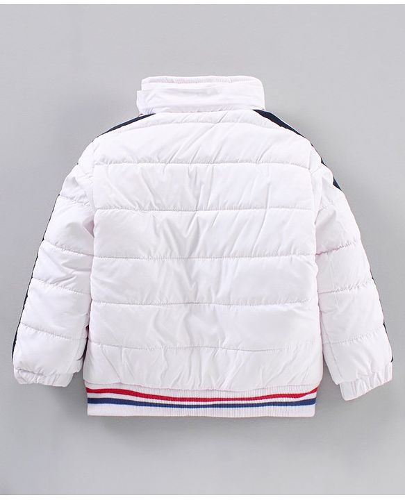 Babyhug Woven Full Sleeves Padded Jacket with Hood Solid Colour - White