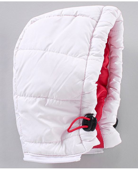 Babyhug Woven Full Sleeves Padded Jacket with Hood Solid Colour - White