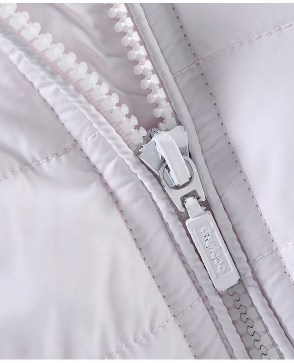 Babyhug Woven Full Sleeves Padded Jacket with Hood Solid Colour - White