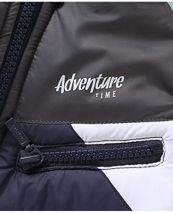 Babyhug Woven Full Sleeves Padded Jacket with Hood Colour Block - Blue