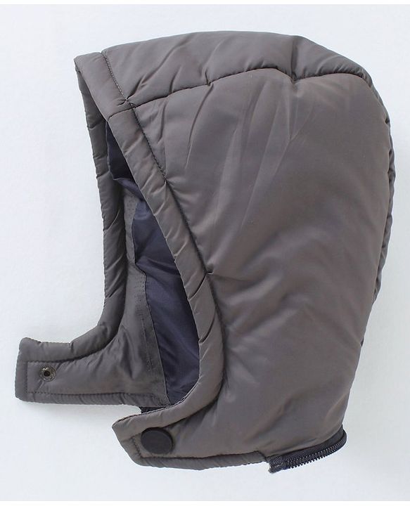 Babyhug Woven Full Sleeves Padded Jacket with Hood Colour Block - Blue