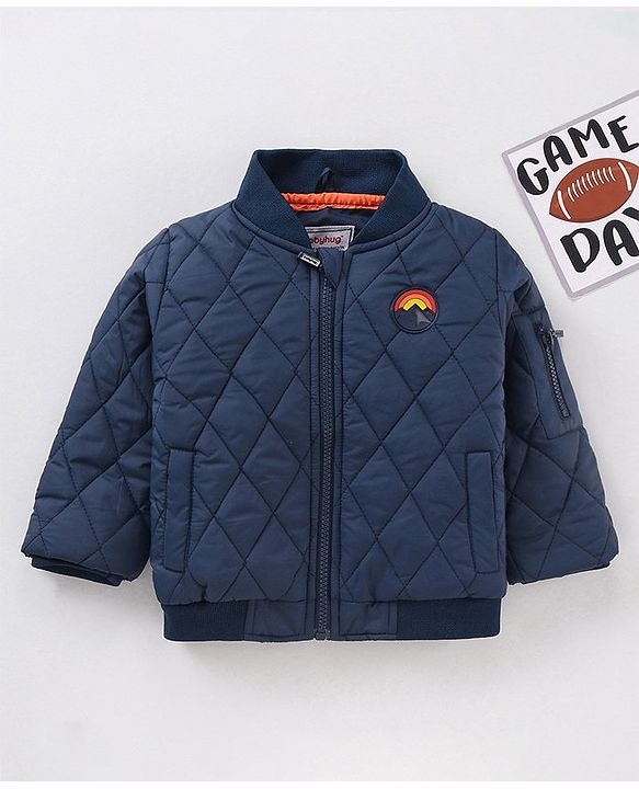 Babyhug Full Sleeves Padded Jacket Solid Colour - Navy