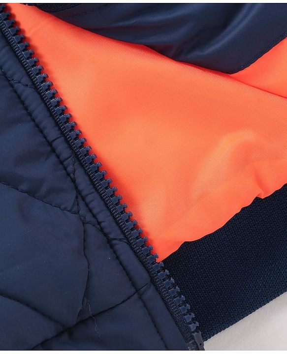 Babyhug Full Sleeves Padded Jacket Solid Colour - Navy