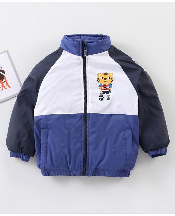 Babyhug Full Sleeves Color Block Jacket- Blue