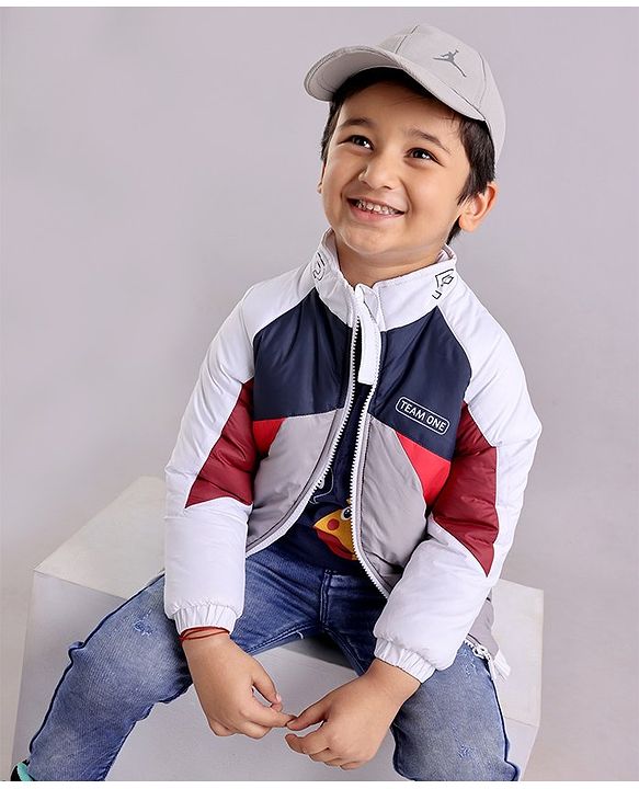 Babyhug Full Sleeves Jacket Color Block Print- Multicolor