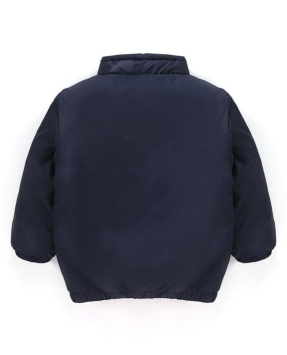 Babyhug Full Sleeves Padded Reversible Jacket Solid Colour - Red and Blue