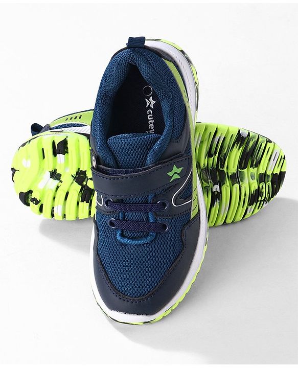 Cute Walk by Babyhug Color Block Sports Shoes with Velcro Closure - Blue