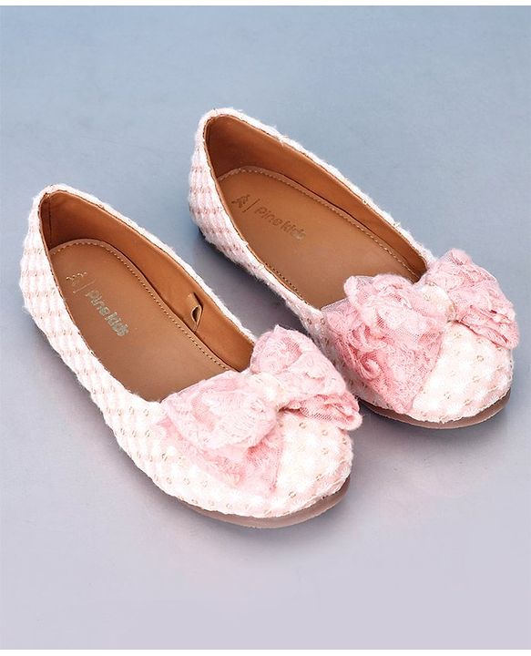 Pine Kids Belly Shoes Bow Applique - Pink