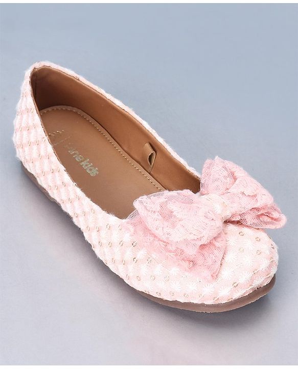 Pine Kids Belly Shoes Bow Applique - Pink