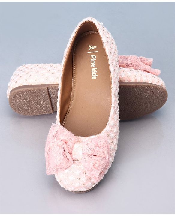 Pine Kids Belly Shoes Bow Applique - Pink