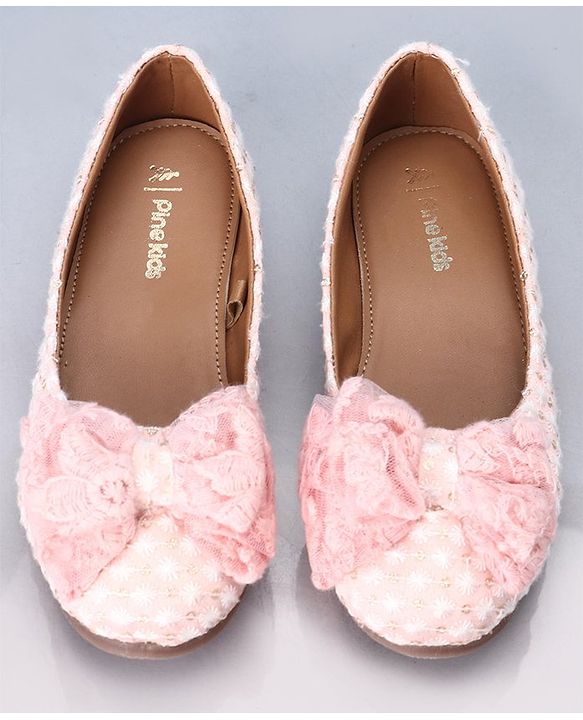 Pine Kids Belly Shoes Bow Applique - Pink