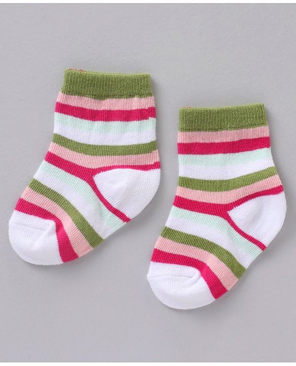 Cute Walk by Babyhug Ankle Length Antibacterial Socks Pack Of 3 - Multicolur