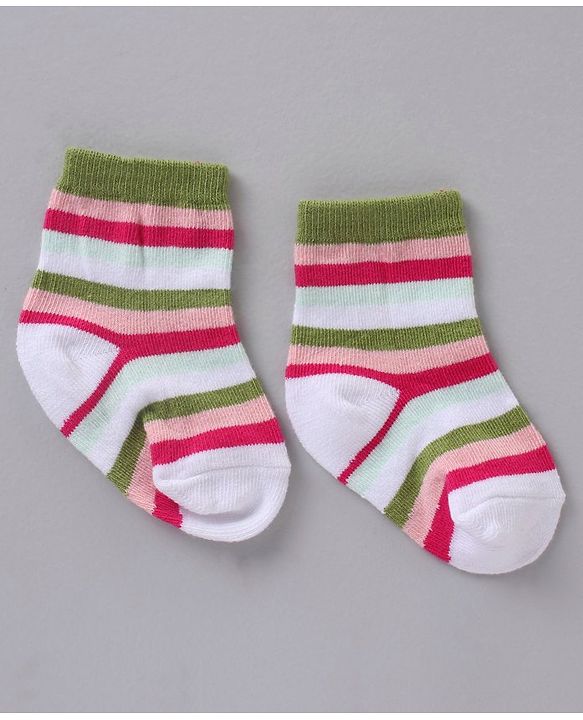 Cute Walk by Babyhug Ankle Length Antibacterial Socks Pack Of 3 - Multicolur