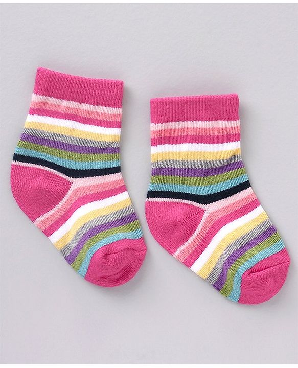 Cute Walk by Babyhug Cotton Knit Regular Length Antibacterial Socks Multiple Designs Pack Of 5 - Multicolour