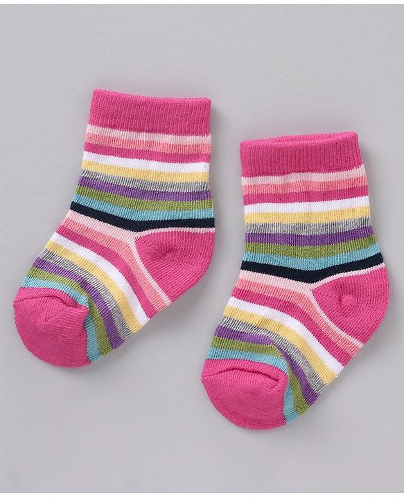 Cute Walk by Babyhug Cotton Knit Regular Length Antibacterial Socks Multiple Designs Pack Of 5 - Multicolour