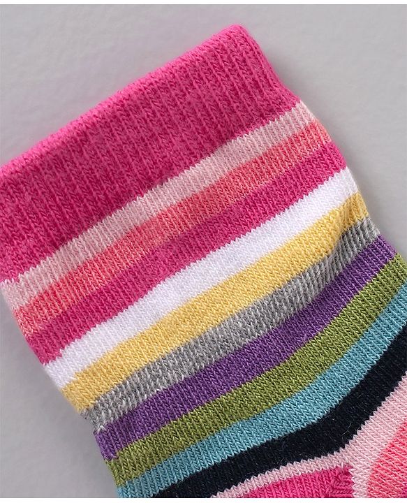 Cute Walk by Babyhug Cotton Knit Regular Length Antibacterial Socks Multiple Designs Pack Of 5 - Multicolour