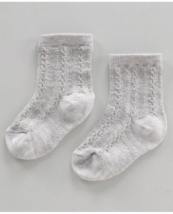 Cutewalk by Babyhug Ankle Length Anti-bacterial Cotton Blend Knit Socks Design Pack of 3 - Multicolour