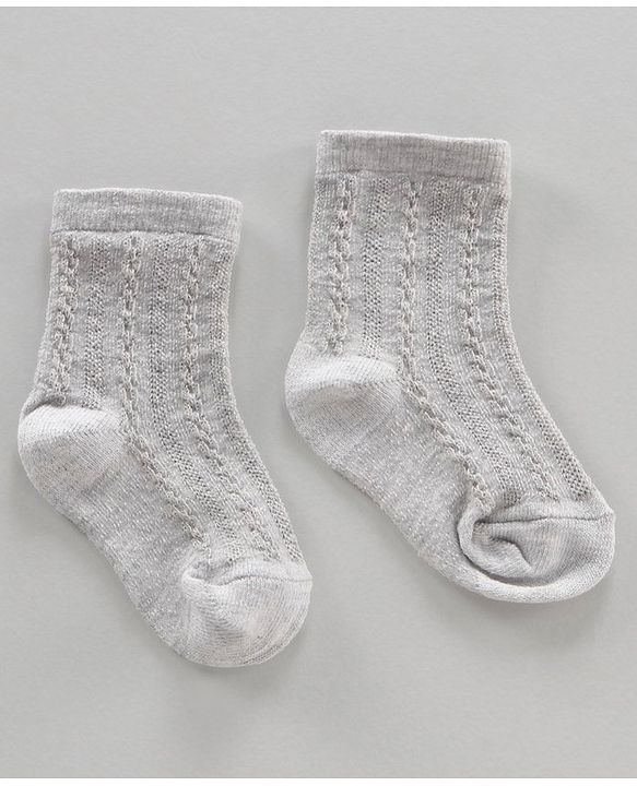 Cutewalk by Babyhug Ankle Length Anti-bacterial Cotton Blend Knit Socks Design Pack of 3 - Multicolour