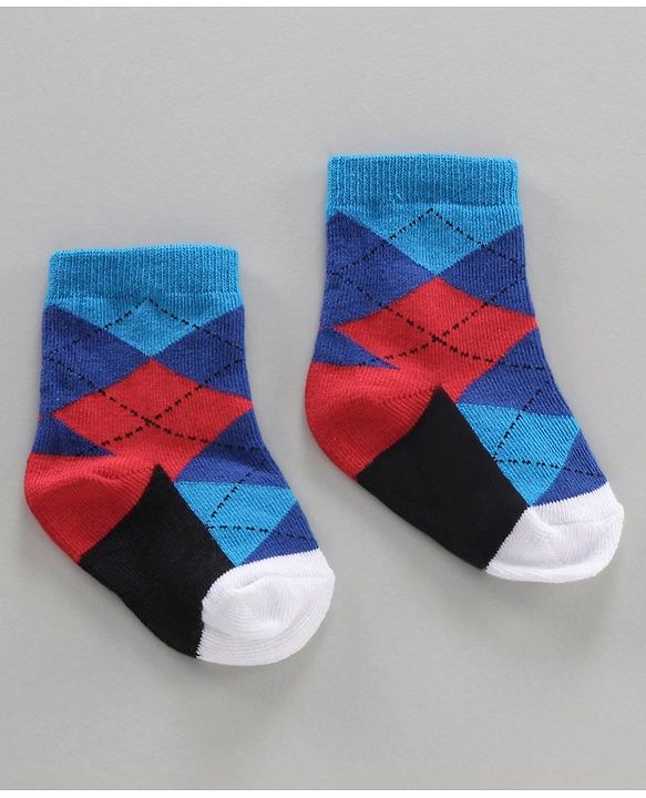 Cutewalk by Babyhug Ankle Length Anti-bacterial Cotton Blend Knit Socks Design Pack of 3 - Multicolour