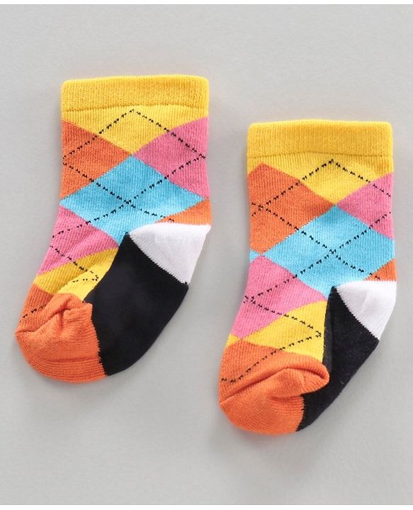 Cutewalk by Babyhug Ankle Length Anti-bacterial Cotton Blend Knit Socks Design Pack of 3 - Multicolour