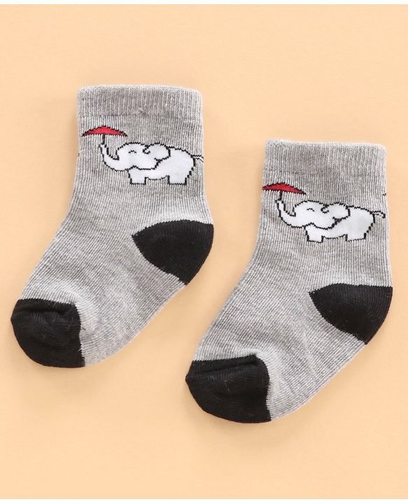 Cutewalk by Babyhug Ankle Length Anti-bacterial Cotton Blend Knit Socks Design Pack of 3 - Multicolour