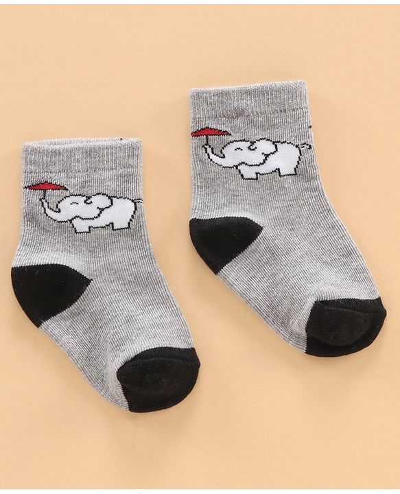 Cutewalk by Babyhug Ankle Length Anti-bacterial Cotton Blend Knit Socks Design Pack of 3 - Multicolour