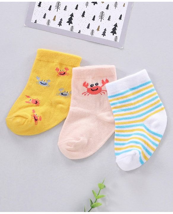 Cute Walk by Babyhug Ankle Length Antibacterial Socks Pack Of 3 - Multicolor