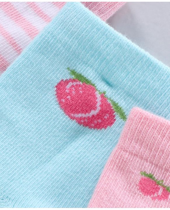 Cute Walk by Babyhug Ankle Length Anti-Bacterial Socks Multi Pattern Pack Of 3 - Multicolor