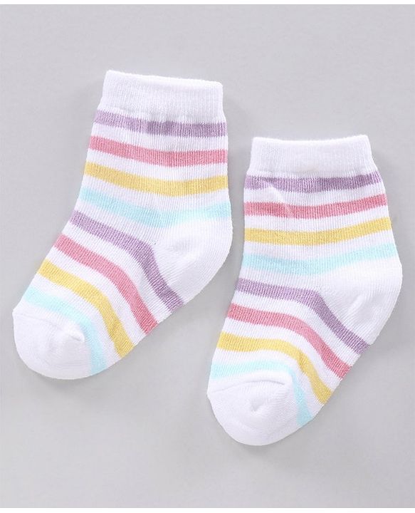 Cutewalk By Babyhug Anti Bacterial Ankle Length Floral Print Socks Pack Of 3 - Yellow