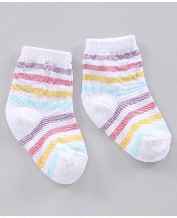Cutewalk By Babyhug Anti Bacterial Ankle Length Floral Print Socks Pack Of 3 - Yellow