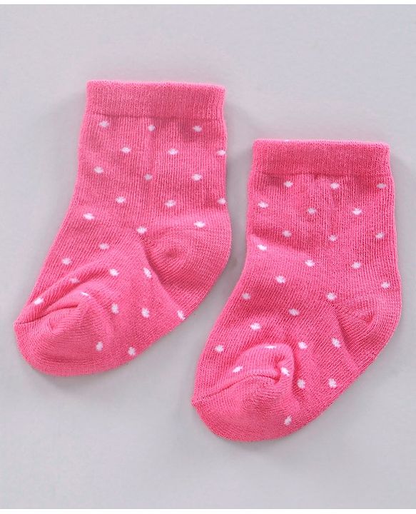 Cutewalk By Babyhug Anti Bacterial Ankle Length Polka Dot Socks Pack Of 3 - Pink Blue
