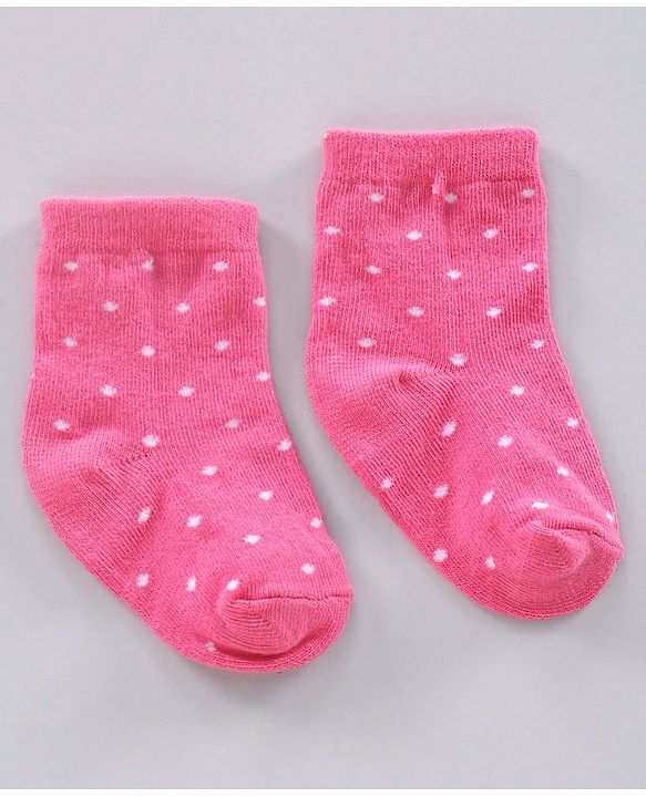 Cutewalk By Babyhug Anti Bacterial Ankle Length Polka Dot Socks Pack Of 3 - Pink Blue