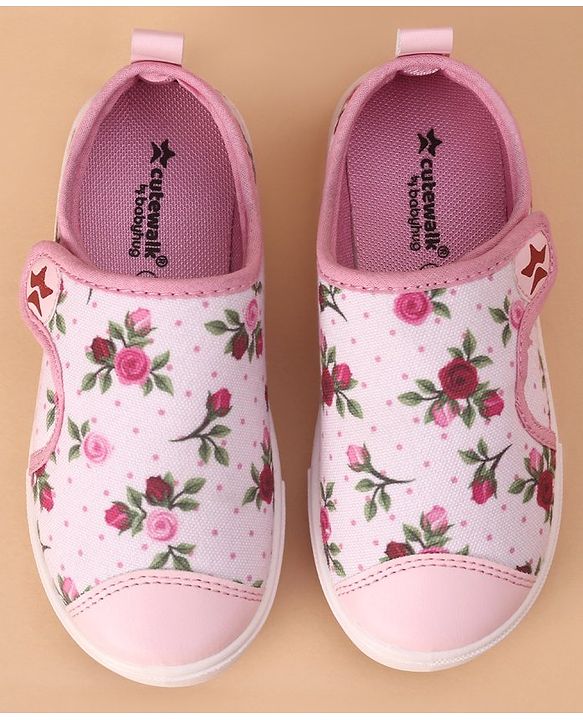 Cute Walk by Babyhug Casual Shoes Floral Print - Light Pink