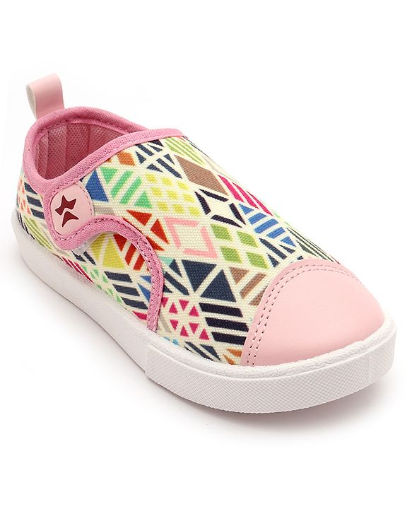 Cute Walk by Babyhug Casual Shoes With Velcro Closure Geometric Print - Light Pink