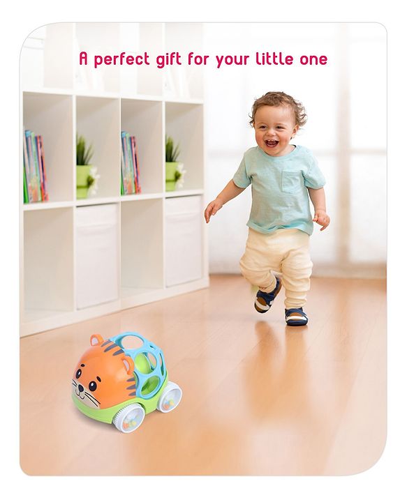 Babyhug Premium Hippo Free Wheel Car Cum Green Rattle Toy| Fun, Flexible, and Soothing Rattle Toy for Kids|Gifting Toy| Child Safe Material| Improves Motor Skills| Early Development Toys for 3+ Years| Non-Toxic| BIS Certified