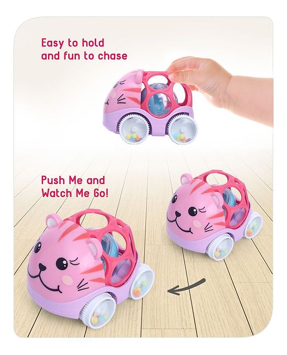 Babyhug Premium Hippo Free Wheel Car Cum Green Rattle Toy| Fun, Flexible, and Soothing Rattle Toy for Kids|Gifting Toy| Child Safe Material| Improves Motor Skills| Early Development Toys for 3+ Years| Non-Toxic| BIS Certified