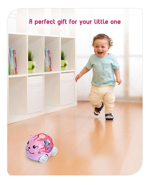 Babyhug Premium Hippo Free Wheel Car Cum Green Rattle Toy| Fun, Flexible, and Soothing Rattle Toy for Kids|Gifting Toy| Child Safe Material| Improves Motor Skills| Early Development Toys for 3+ Years| Non-Toxic| BIS Certified