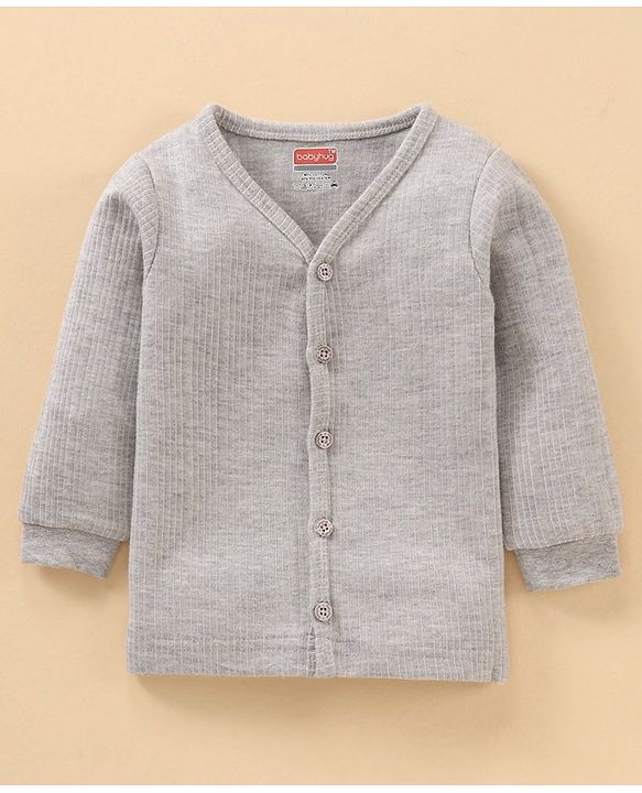 Babyhug Full Sleeves Solid Color Thermal Vest -  Grey