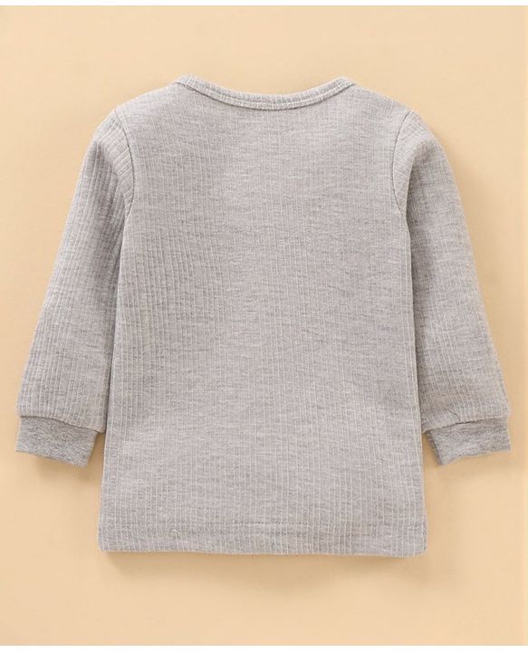 Babyhug Full Sleeves Solid Color Thermal Vest -  Grey