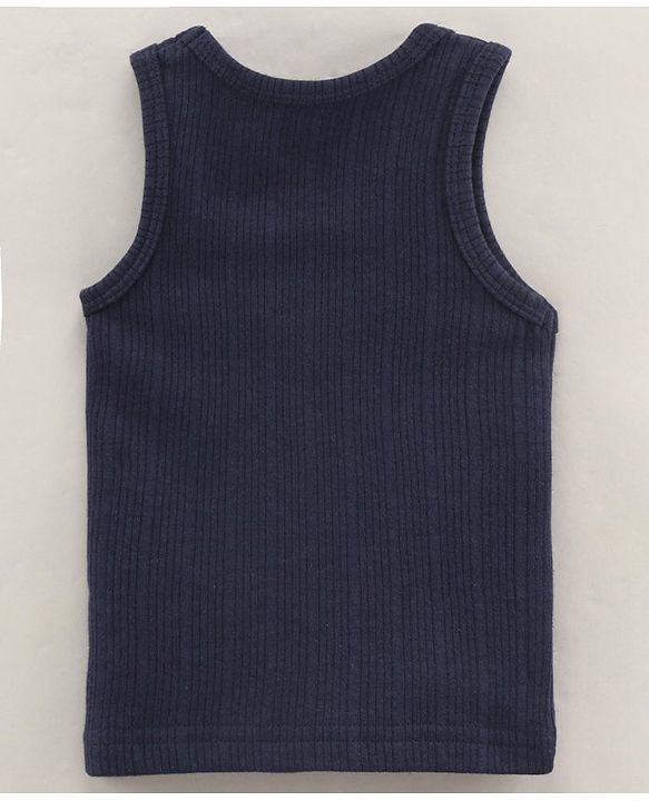 Babyhug Cotton Sleeveless Thermal Vest Solid Colour- Navy Blue