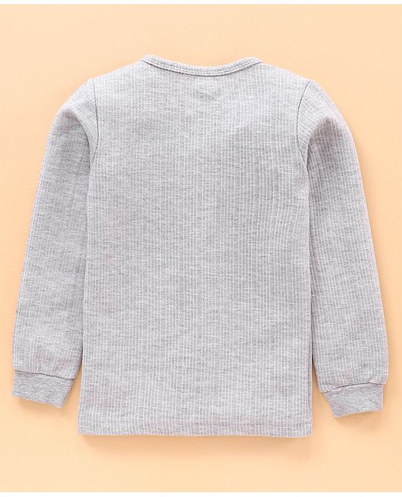 Babyhug Full Sleeves Solid Color Thermal Vest - Light Grey