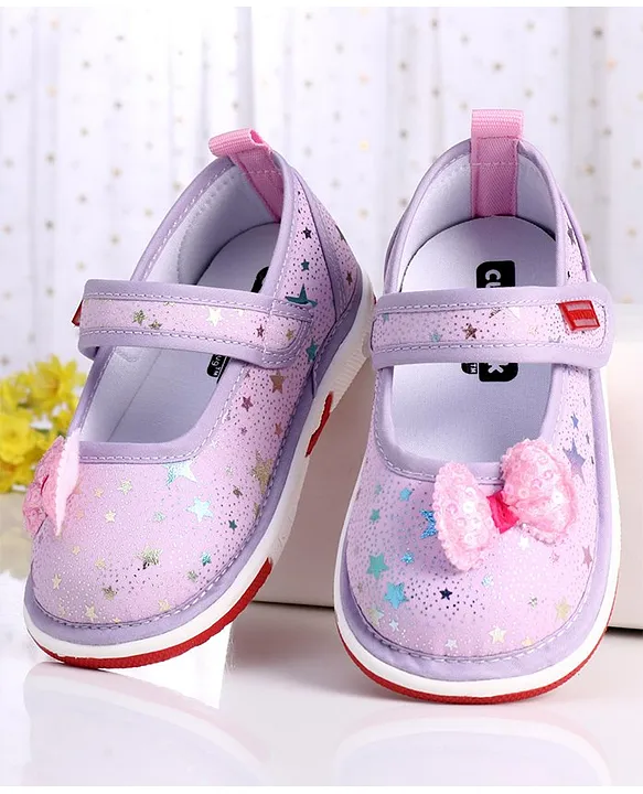 Cute Walk by Babyhug Casual Shoes Stars Print With Bow Applique Purple