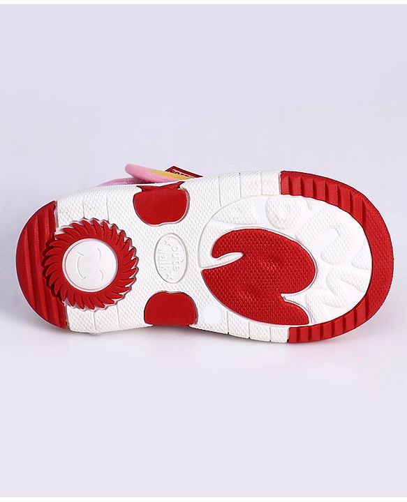 Cute Walk by Babyhug Slip On Sandals with Velcro Closure Polka Dot Print with Heart Applique - Pink