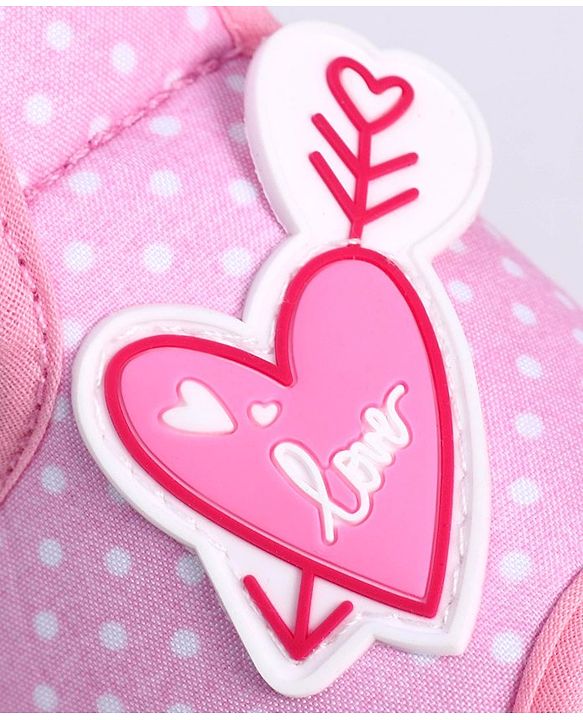 Cute Walk by Babyhug Slip On Sandals with Velcro Closure Polka Dot Print with Heart Applique - Pink