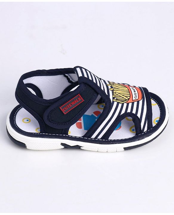 Cute Walk by Babyhug Sandals With Velcro Closure Fries Print- Navy Blue White