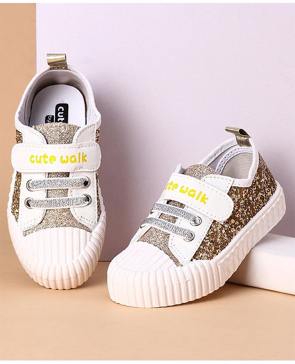 Cute Walk by Babyhug Casual Shoes with Text Print - Gold