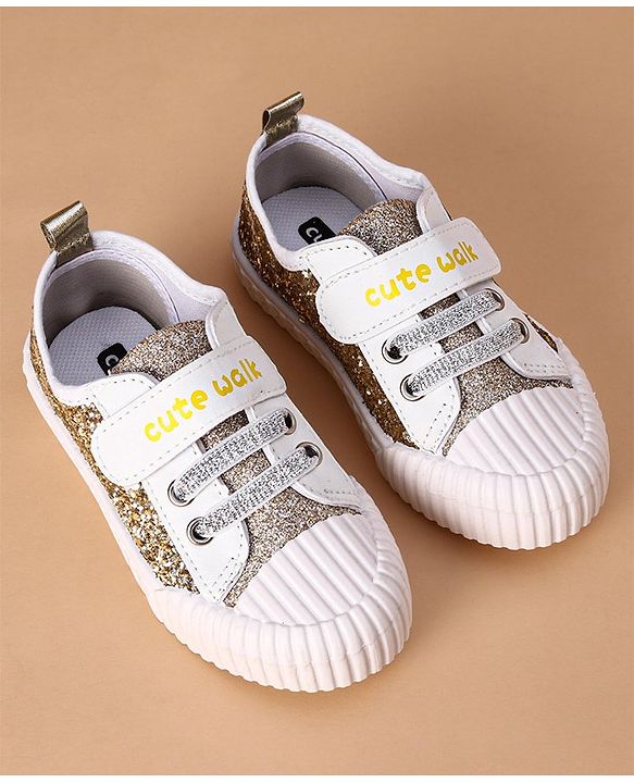 Cute Walk by Babyhug Casual Shoes with Text Print - Gold