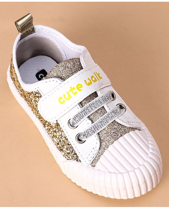 Cute Walk by Babyhug Casual Shoes with Text Print - Gold
